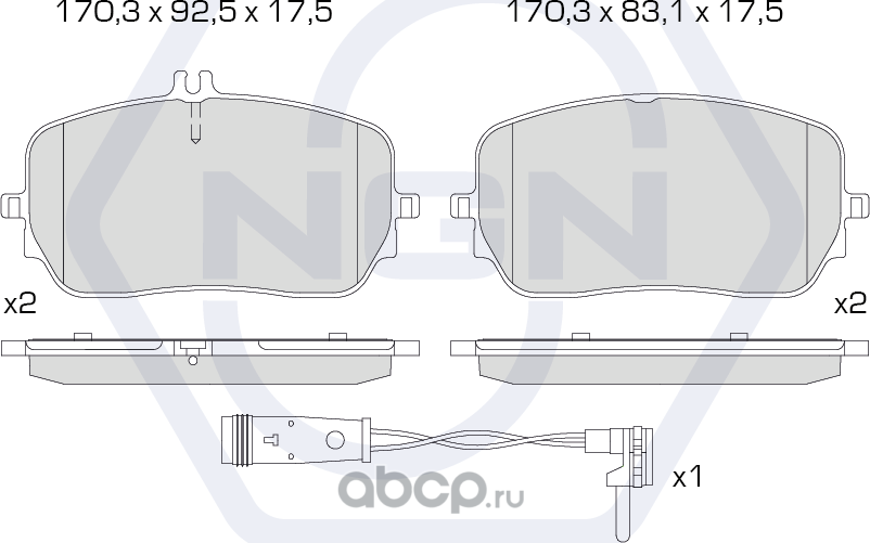 Колодки тормозные керамические, передние (NGN). Артикул 3502359
