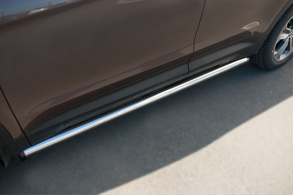Защита порогов RusStal труба d63 (вариант 2) для Hyundai Grand Santa Fe 2014-2016. Артикул HSFT-0020082