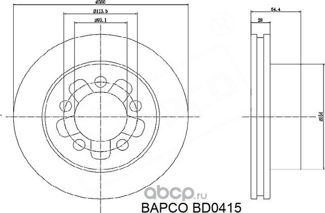 Тормозные диски BD0415, (Bapco). Артикул BD0415