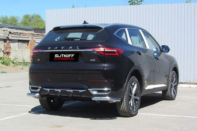 Защита Slitkoff задняя уголки d57 для Haval F7 2019-2026. Артикул HavF7011