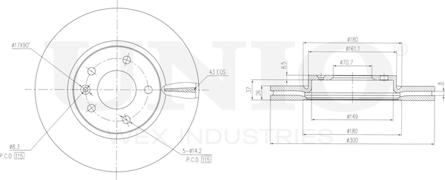 Диск тормозной (Unio). Артикул BRD-20217
