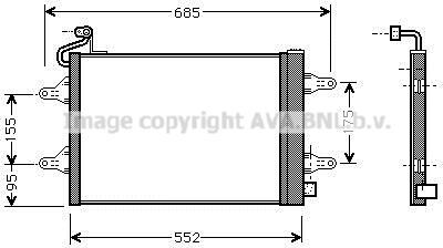 Радиатор кондиционера (конденсатор) AVA для Volkswagen Fox I 2005-2011. Артикул SAA5007D