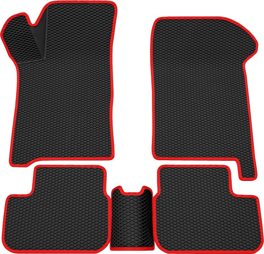 Коврики Rezkon 3D EVA Ромб резиновые для салона Lada Samara 2115 1997-2013 Красный кант. Артикул 9239010104