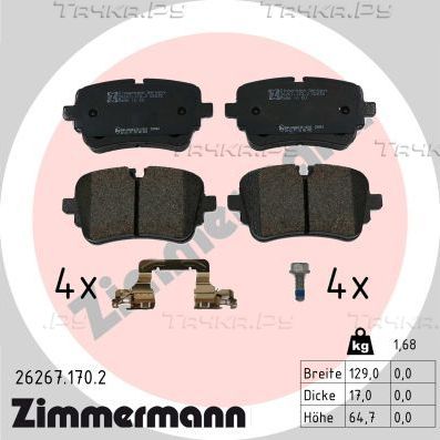 Тормозные колодки Zimmermann задние для Audi Q8 I 2018-2026. Артикул 26267.170.2