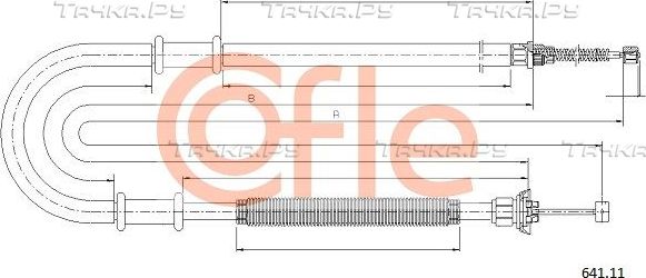 Трос ручника (тросик ручного тормоза) Cofle. Артикул 641.11