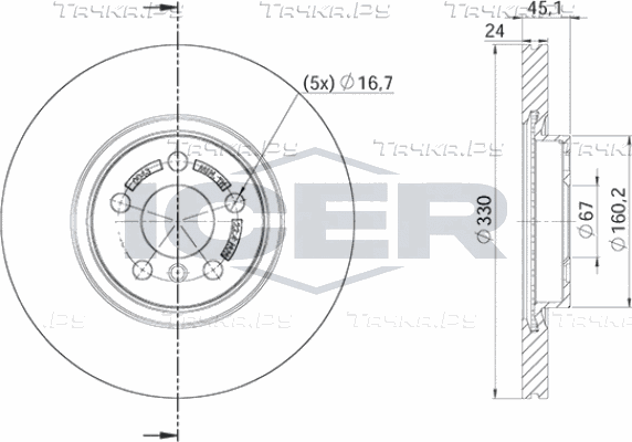 Тормозной диск Icer передний для BMW 2 F22 2014-2026. Артикул 78BD0043-2