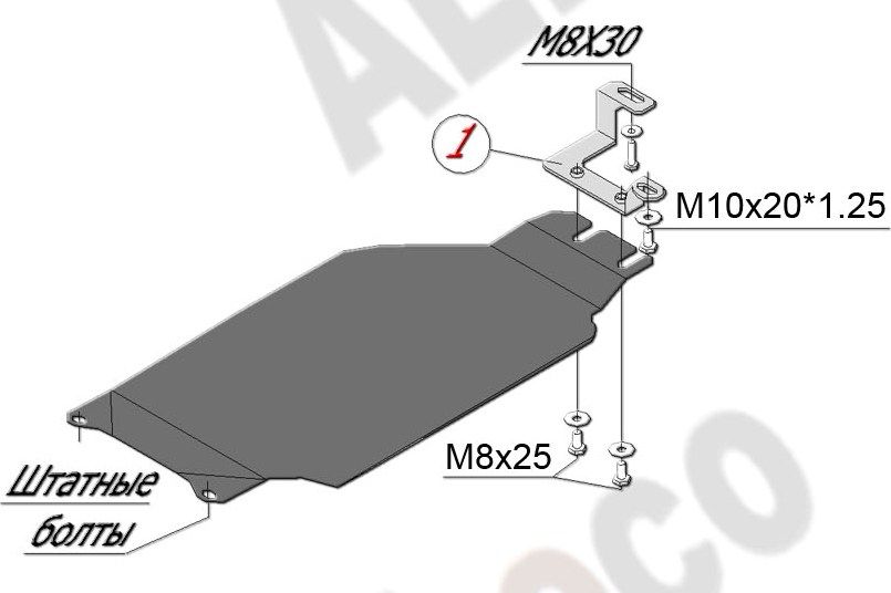 Защита алюминиевая Alfeco для АКПП Subaru Forester lll 2008-2012. Артикул ALF.22.24 AL4