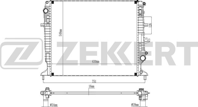 Радиатор охлаждения двигателя Zekkert (алюминий / пластик). Артикул MK-1288