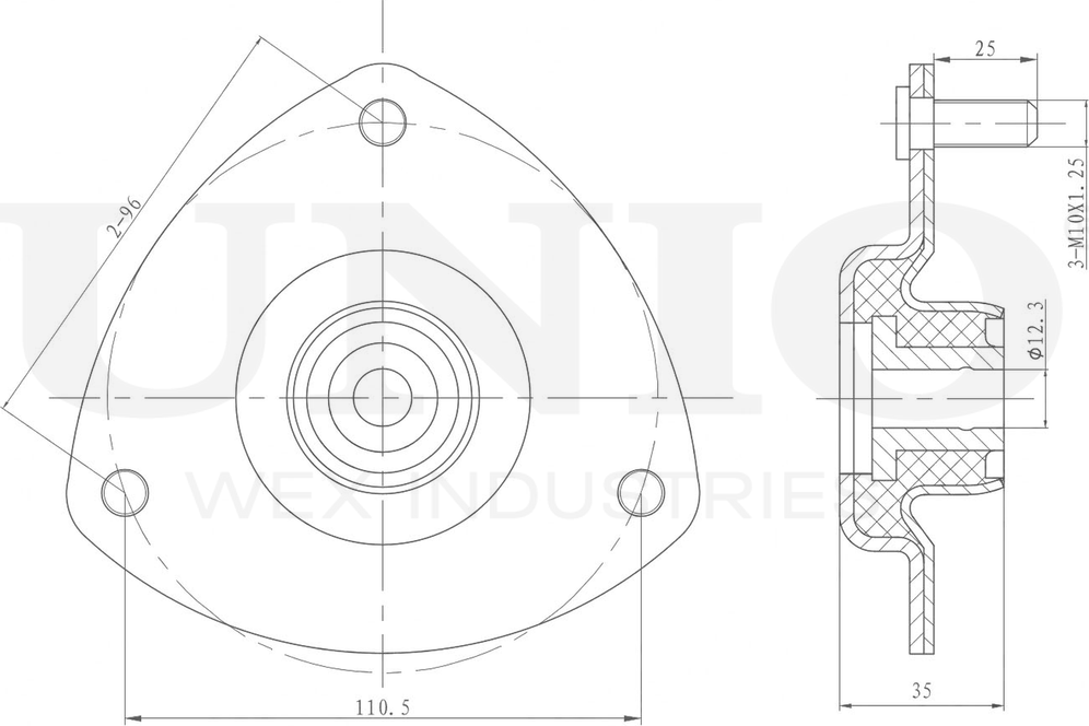 Опора амортизационной стойки (Unio). Артикул RMP-13089