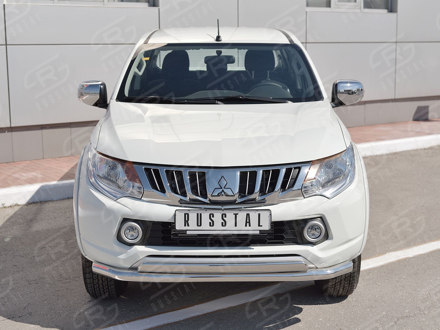Защита RusStal переднего d63 секция-75х42 дуга для Mitsubishi L200 V 2015-2019. Артикул ML2Z-002245