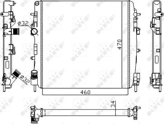 Радиатор охлаждения двигателя NRF Economy Class для Renault Kangoo I 2001-2009. Артикул 58317A