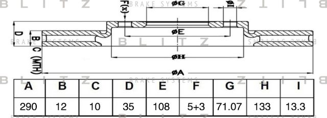 Диск тормозной PEUGEOT 3008 16- задн. (Blitz). Артикул BS0493