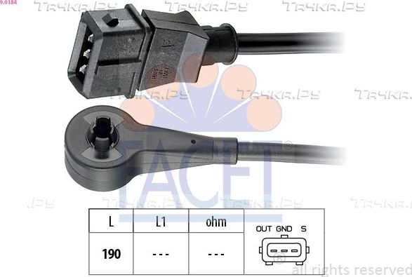 Датчик положения коленвала Facet Made in Italy - OE Equivalent для Volkswagen Passat B3 1988-1993. Артикул 9.0184