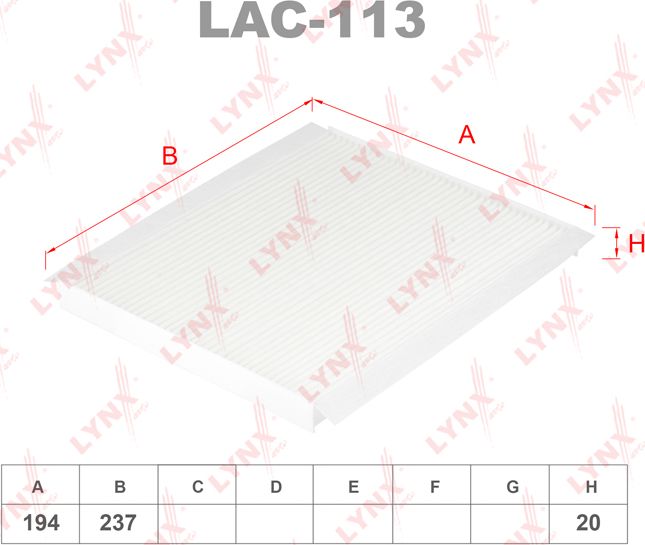 Салонный фильтр LYNXauto для Kia Proceed II 2013-2026. Артикул LAC-113