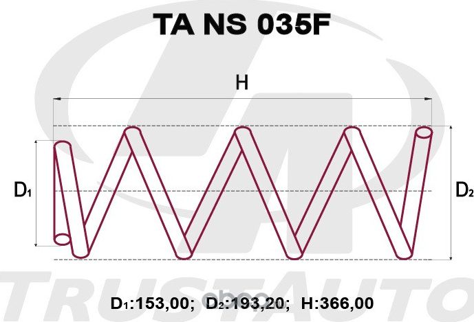 Пружина подвески усиленная () (Trustauto). Артикул TANS035F