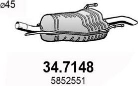 Глушитель (задняя часть) Asso. Артикул 34.7148