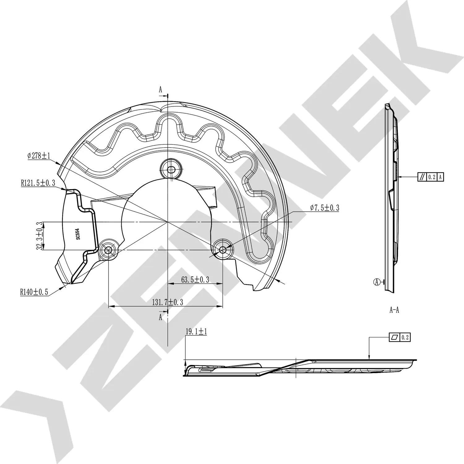 Защита тормозного диска передняя левая SKODA  RAPID 13>, FABIA 15> VW POLO (SED (Zennek). Артикул DCD0160