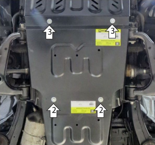 Защита алюминиевая Мотодор для картера и переднего дифференциала Jac T8 2019-2026. Артикул 348302
