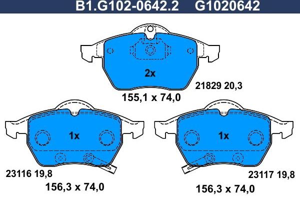 Тормозные колодки Galfer. Артикул B1.G102-0642.2