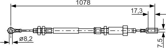 Трос ручника (тросик ручного тормоза) Bosch. Артикул 1 987 482 002