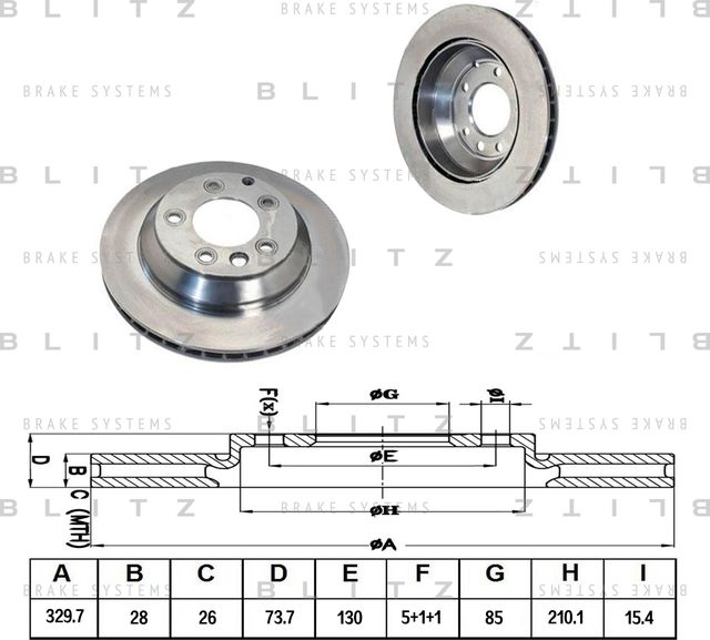 Диск тормозной VW TOUAREG 02- задн. вент. (Blitz). Артикул BS0184