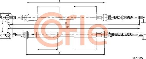 Трос ручника (тросик ручного тормоза) Cofle. Артикул 92.10.5355