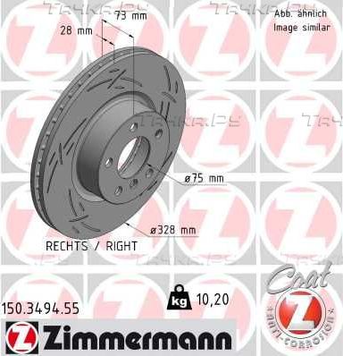 Тормозной диск Zimmermann Black Z. Артикул 150.3494.55