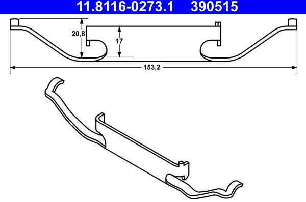 Пружина тормозного суппорта ATE передний для BMW 3 IV (E46) 1999-2006. Артикул 11.8116-0273.1