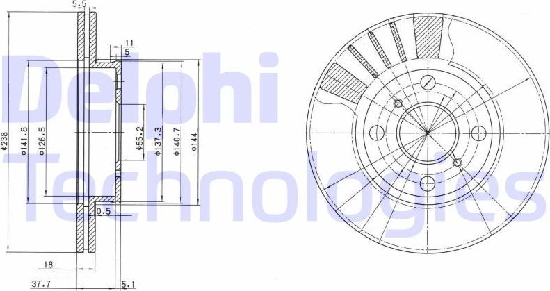 Тормозной диск Delphi. Артикул BG3424