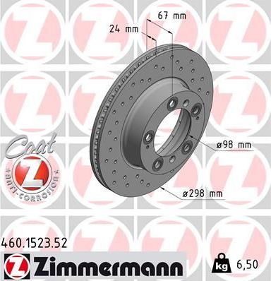 Тормозной диск Zimmermann SPORT Z. Артикул 460.1523.52