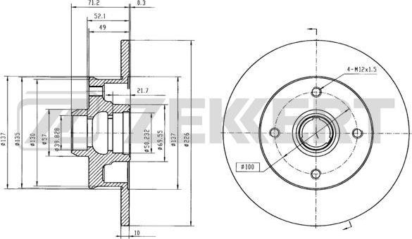 Тормозной диск Zekkert. Артикул BS-5087BZ