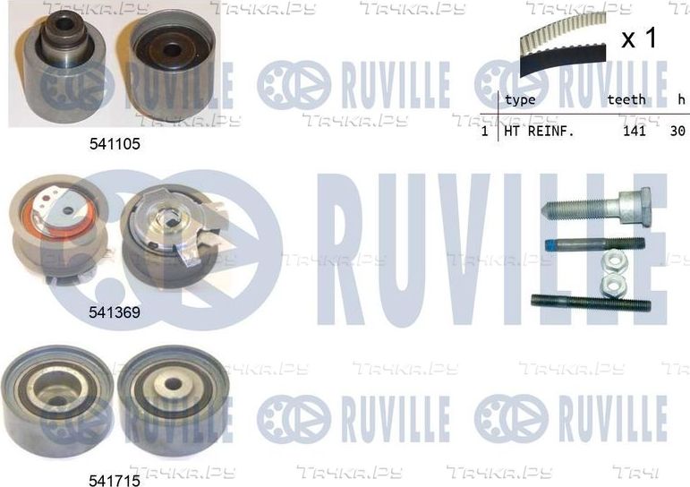 Ремень ГРМ с роликами (комплект) Ruville для SEAT Toledo III 2004-2009. Артикул 550299