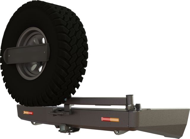 Бампер силовой STC задний для Mitsubishi Pajero Sport II 2008-2015 c квадратом под фаркоп, кронштейном крепления запасного колеса по центру, кронштейном крепления гос номера и дублирующими фонарями. Артикул STC-MPS2-BR-C1-L1