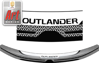 Дефлектор СА Пластик для капота (Серия Art белая) Mitsubishi Outlander III 2012-2024. Артикул 2010011407833