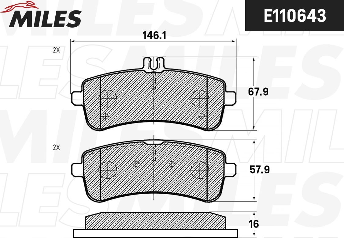 Тормозные колодки Miles (Semi-Metallic). Артикул E110643