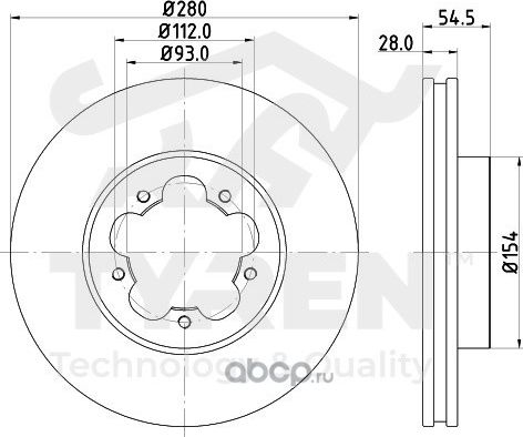 Тормозной диск (Tyren). Артикул TYR1012791