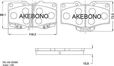 Тормозные колодки Akebono Standard. Артикул AN-303WK