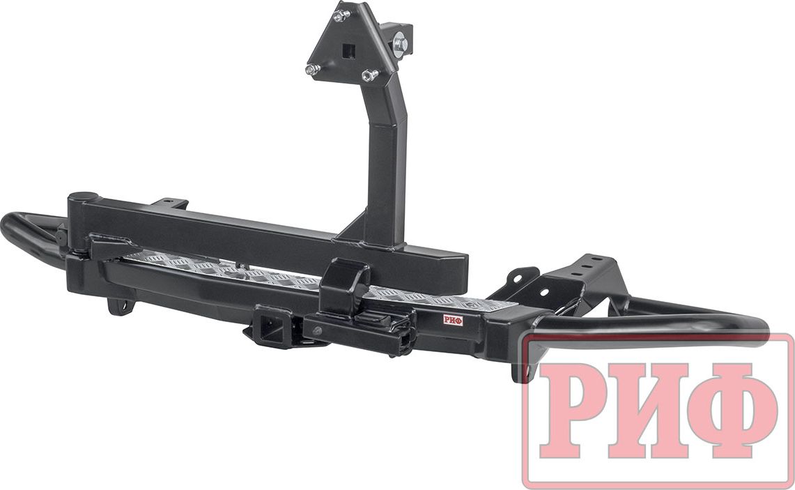 Бампер силовой РИФ задний c квадратом под фаркоп и калиткой для Toyota Fortuner II 2015-2026. Артикул RIFFRT-21076