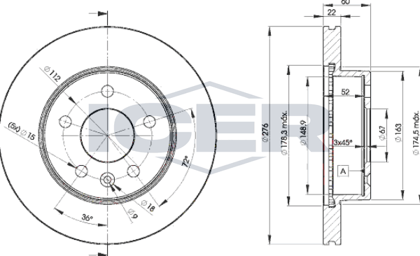 Тормозной диск Icer. Артикул 78BD6380-2
