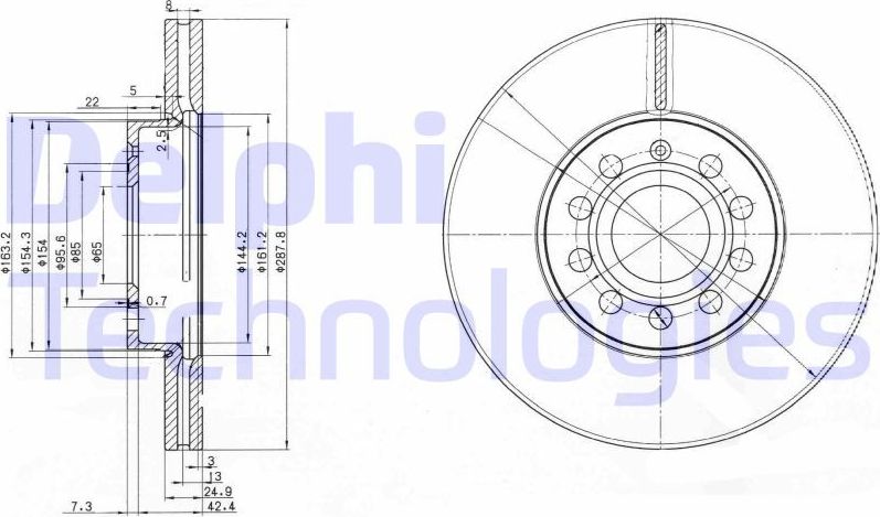 Тормозной диск Delphi. Артикул BG3833