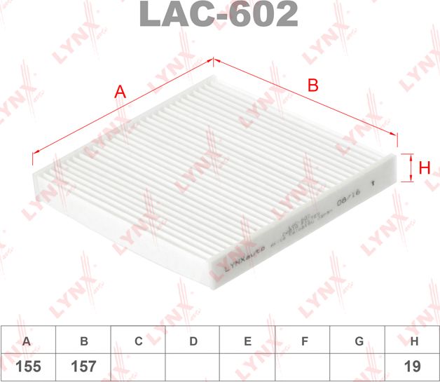 Салонный фильтр LYNXauto. Артикул LAC-602