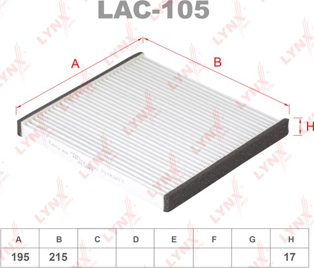 Салонный фильтр LYNXauto. Артикул LAC-105