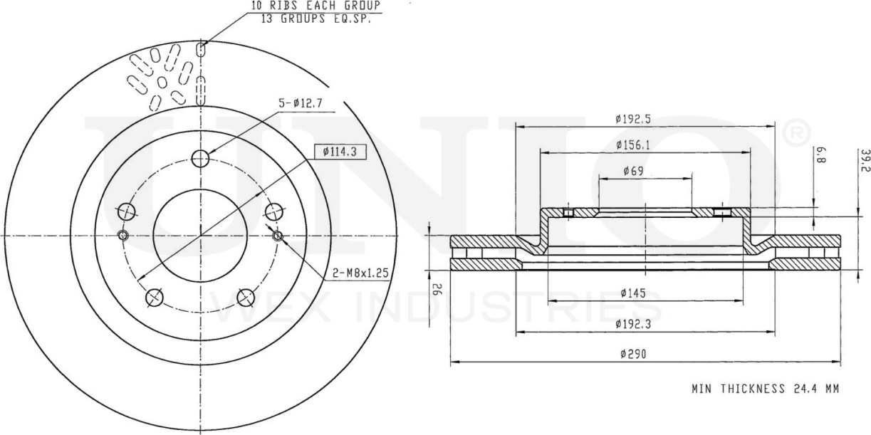 Диск тормозной (Unio). Артикул BRD-20359