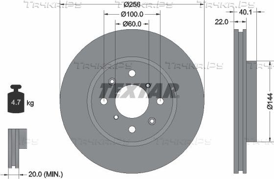 Тормозной диск Textar Pro. Артикул 92232803