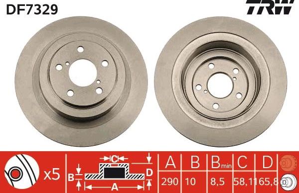 Тормозной диск TRW. Артикул DF7329