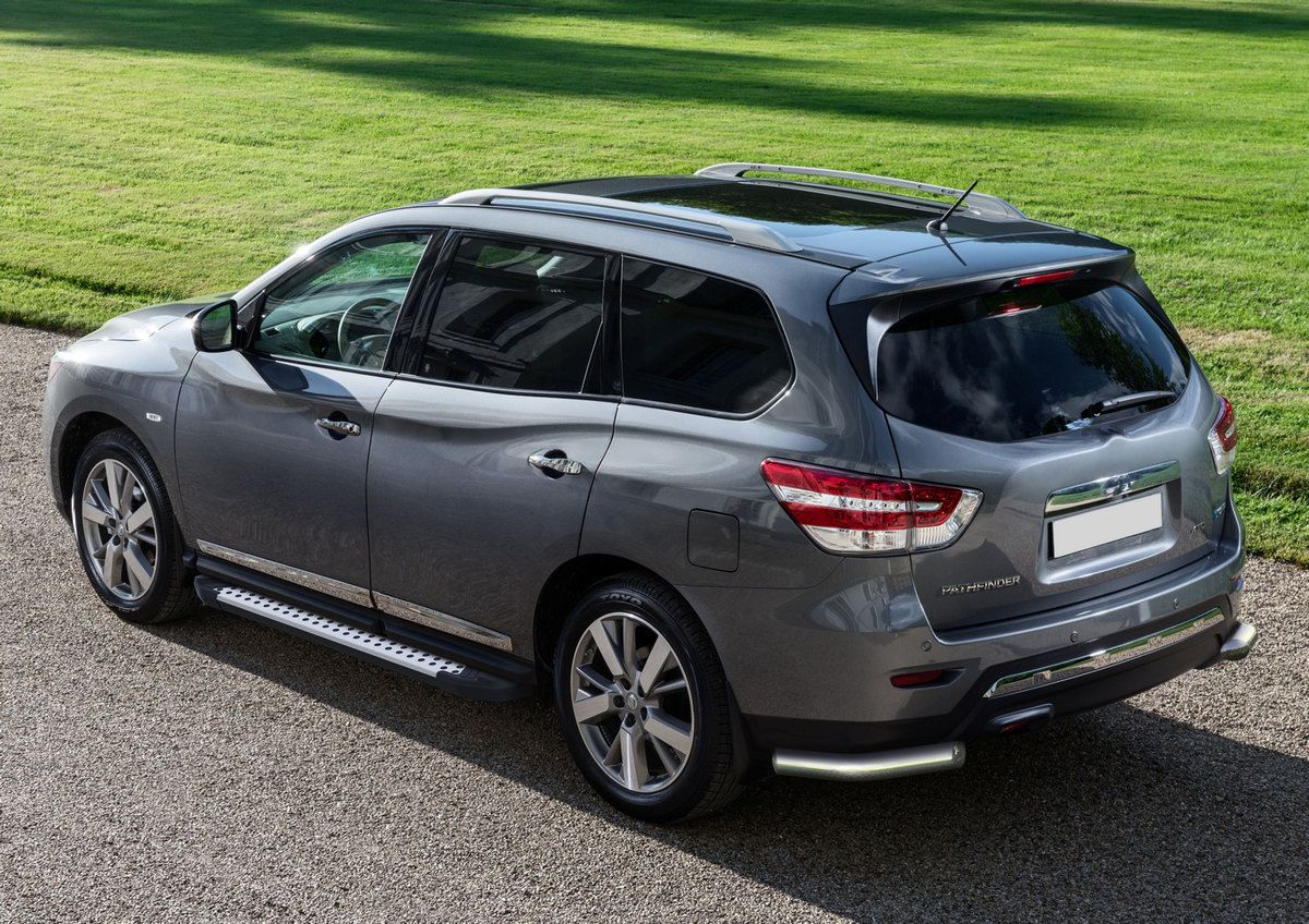 Пороги алюминиевые Rival Bmw-Style круг для Nissan Pathfinder R52 2014-2017. Артикул D193AL.4107.1