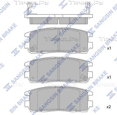 Тормозные колодки Sangsin Hi-Q задние для Isuzu Trooper II 1991-2004. Артикул SP2089