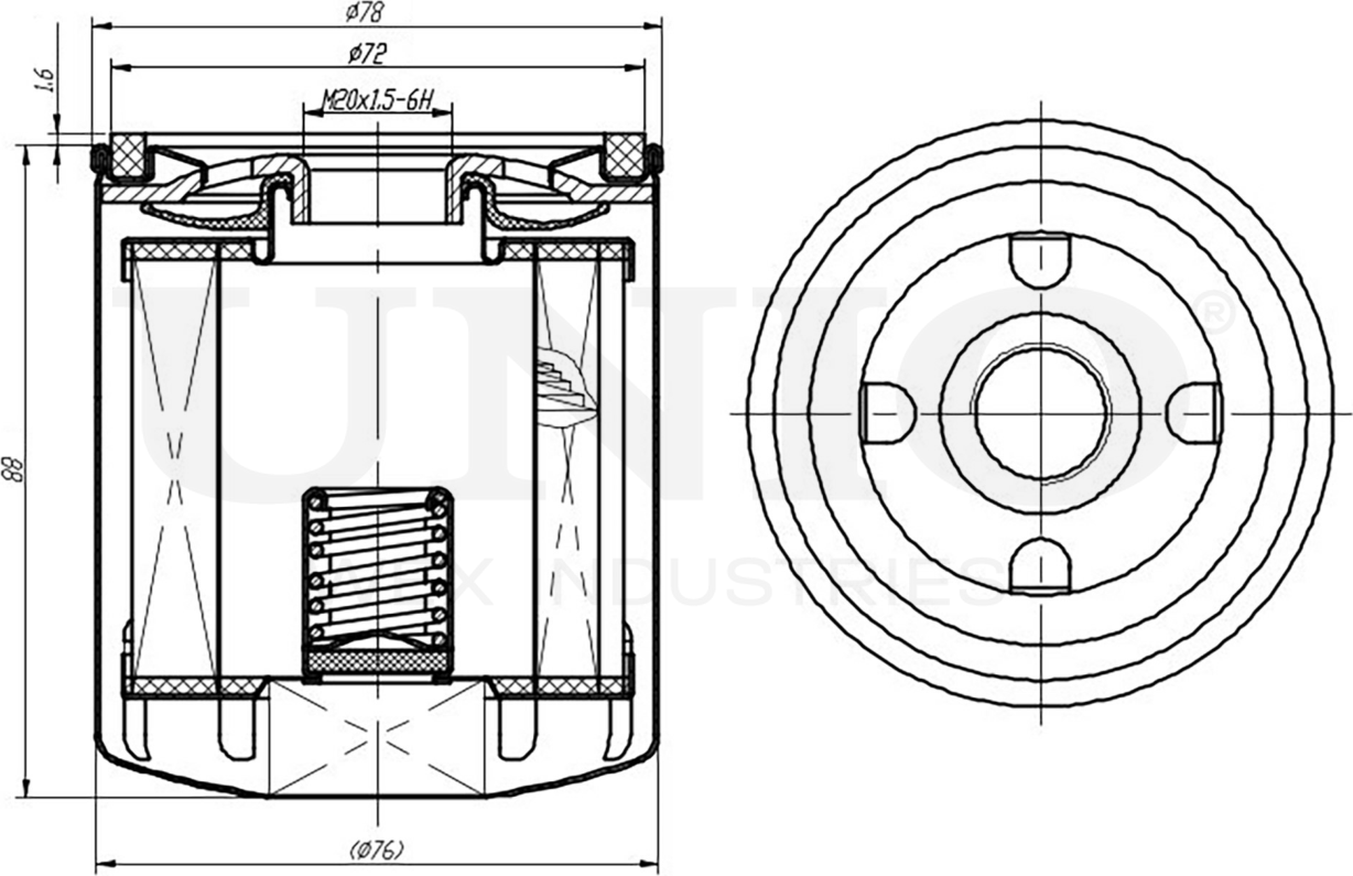 Фильтр масляный (Unio). Артикул FLT-20038