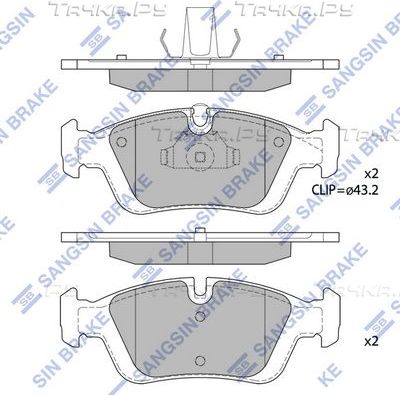 Тормозные колодки Sangsin Hi-Q передние для BMW 3 IV (E46) 1997-2007. Артикул SP1388