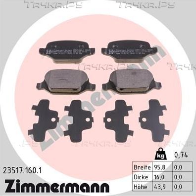Тормозные колодки Zimmermann. Артикул 23517.160.1